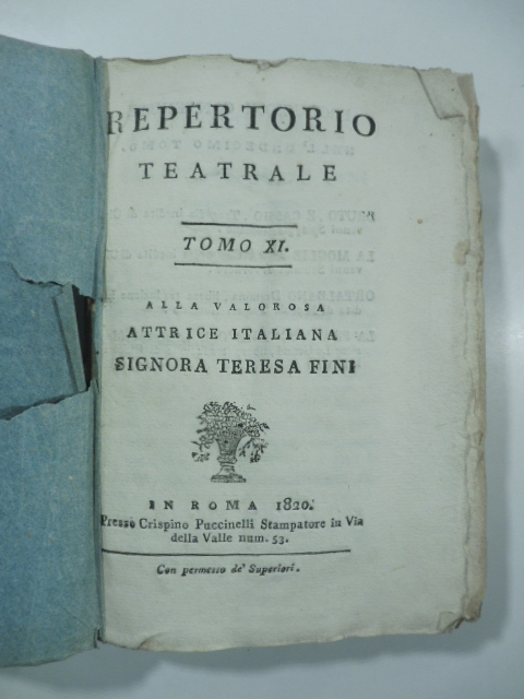 Repertorio teatrale. Tomo XI. Bruto e Cassio; La moglie rara; Ortalbano. Dramma; La prova scambievole. Farsa